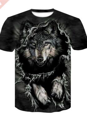 Summer D Cool Style Wolf Graphic t shirts For Men New Fashi