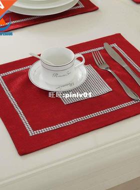 2pcslot 30x40cm Flocking Dining Table Mat Diamond Placemat
