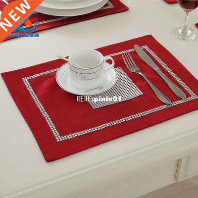 2pcslot 30x40cm Flocking Dining Table Mat Diamond Placemat