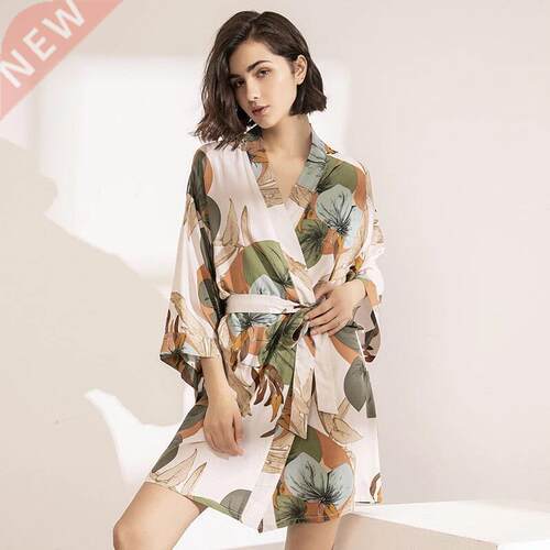 2022 Spring New Ladies Silk Satin Thin Robe Comfort Fresh St