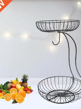 Decorative Metal Frame 2-Tier Fruit Basket Holder Kitchen