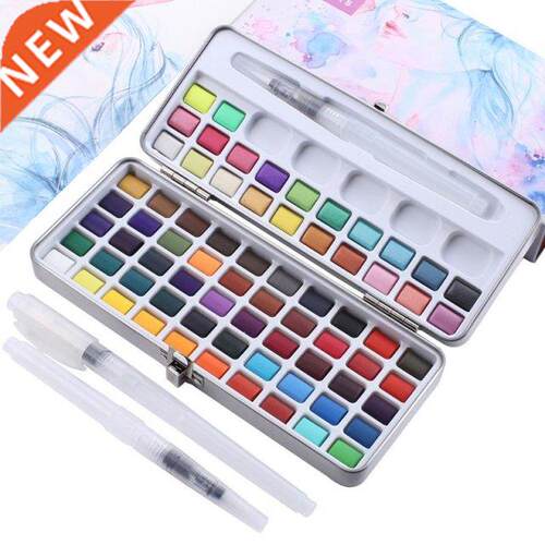 72 Color Solid Watercolor Paint Set with 3 Paint Brushes Kit