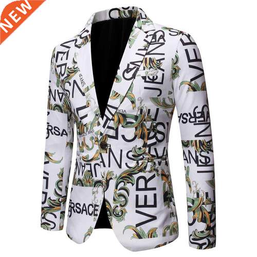 New Autumn Men's Casual Suit European Style Letter Printing