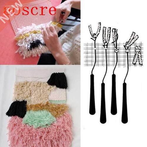 Rug Hooking Mesh Canvas Wooden Bent Latch Hook  Kit Tool