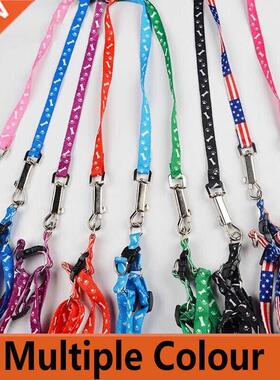 Dog Harness Pet Bone Printing Harness Leash Set Summer Chihu