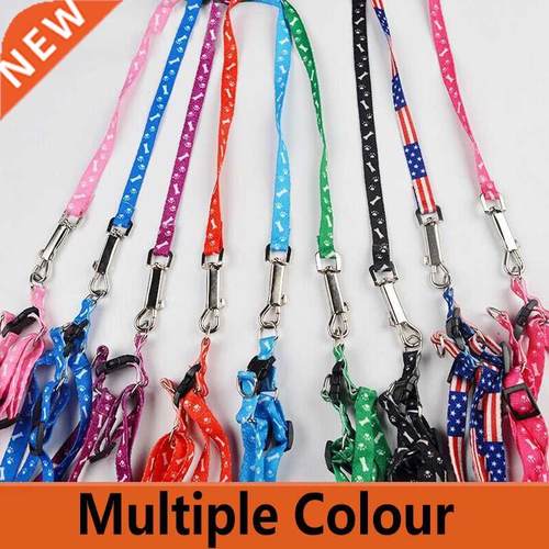 Dog Harness Pet Bone Printing Harness Leash Set Summer Chihu