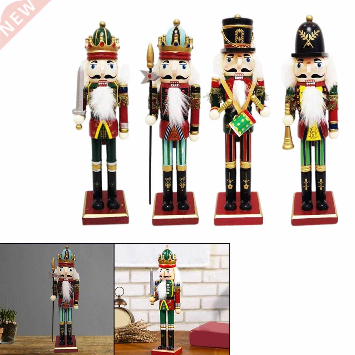 4Pcs 30cm Wooden Nutcracker Soldier Ornaments Handcraft