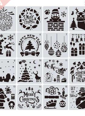 16pcs/set  Merry Christmas Drawing Stencil Templates Embo