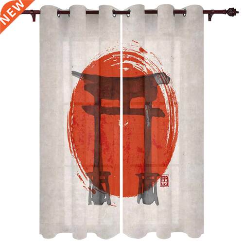 Japan Landscape Watercolor Window Curtains for Bedroom Home