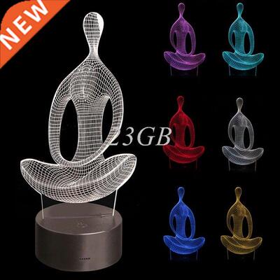 Night Light LED Desk Table Lamp 3D illusion Yoga Meditation