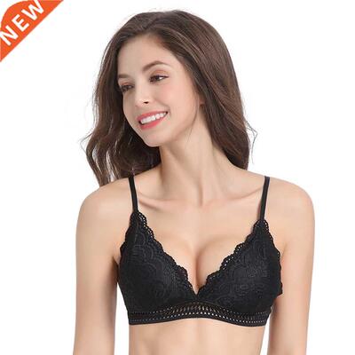 French Style Bralette Seamless Deep V Lace Bra Wireless Thin