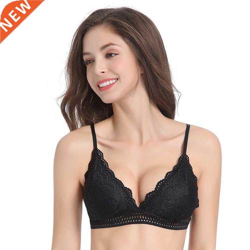 French Style Bralette Seamless Deep V Lace Bra Wireless Thin