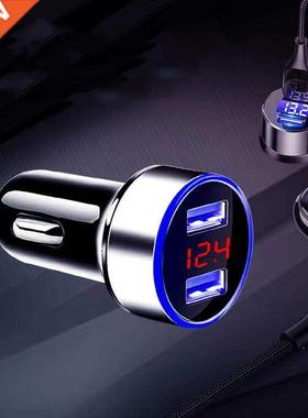 Car Charger Dual USB QC .0 Adapter Lighter LED Voltmeter Fo