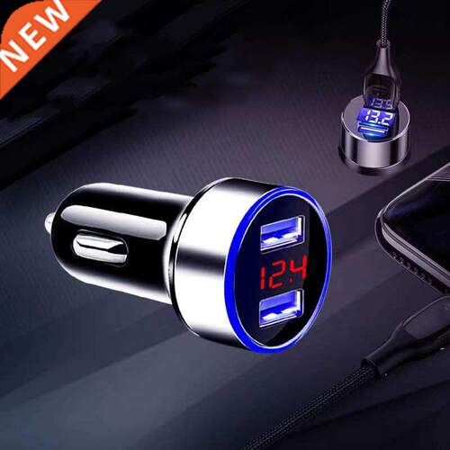 Car Charger Dual USB QC .0 Adapter Lighter LED Voltmeter Fo