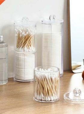 4 Pcs Cotton Swab Holder With Lid Transparent Makeup