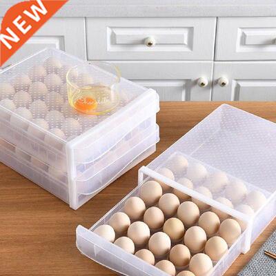 Kitchen Plastic Egg Holder, Fridge Organizer with Lid