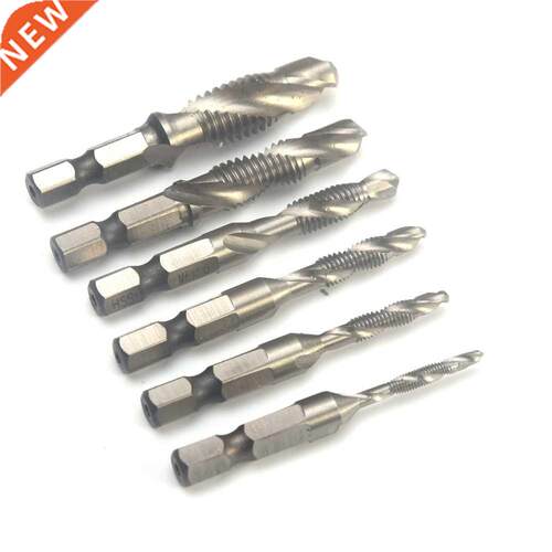6pcs Hand Tap Drill Hex Shank HSS Screw Spiral Point Thread