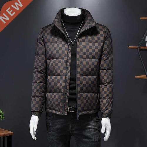 Winter Plaid Down Jacket for Men 2020 Fashion nds Stand Coll