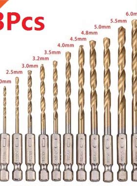 13pcs HSS High Speed Steel Twist Drill Bit Titanium Coated D
