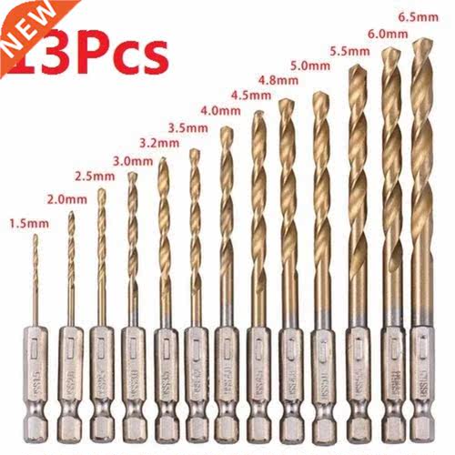 13pcs HSS High Speed Steel Twist Drill Bit Titanium Coated D