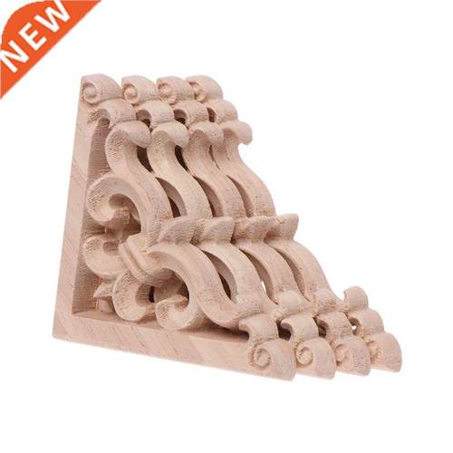 53CA 4pcs/set Wood Carved Corner Onlay Applique Unpainted Fr