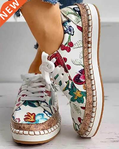 2022 Women Sneakers Ly Vulcanized Shoes Elegant Floral Pri