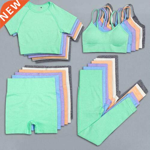 Seamless Fitness Shorts Set Women's Tracksuit Summer Shorts