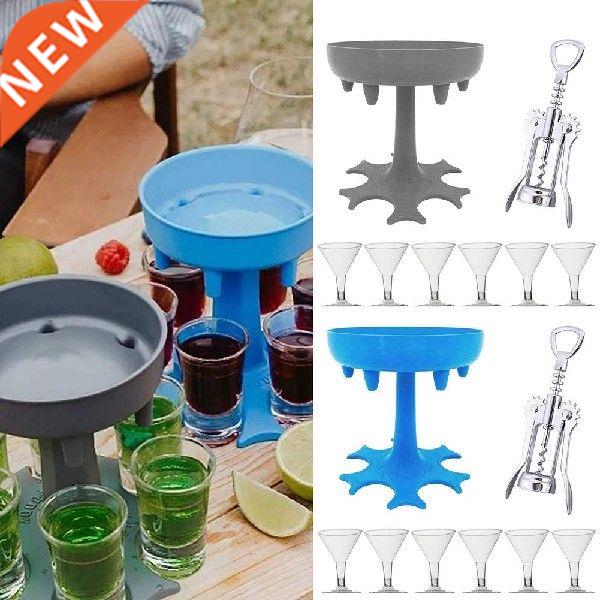 6 Shot Glass Dispenser Holder Caddy Liquor Dispenser