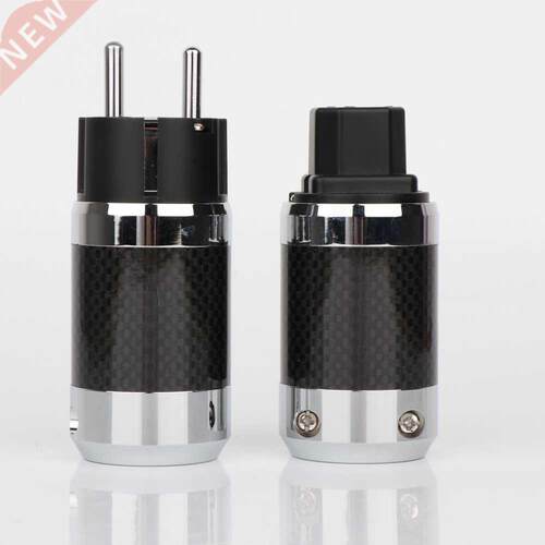 2020 Power plug hight Carbon Fiber Rhodium Plated Schuko EU