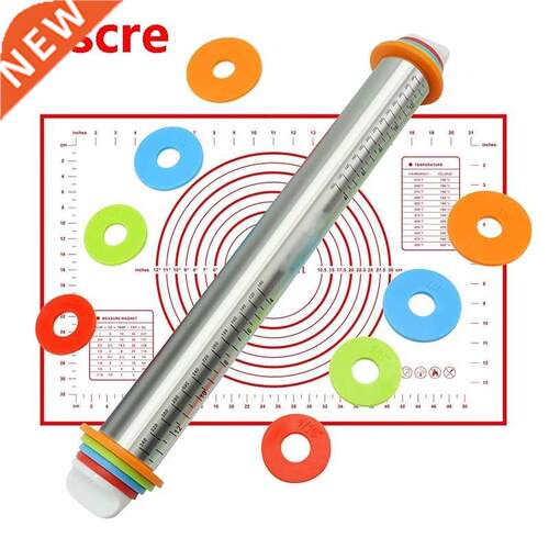 Adjustable Stainless Steel Rolling Pins 4 Removable Thicknes