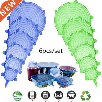 6pcs Fruit Food Saran Wrap Stretch Vacuum Silicon Cover Kitc