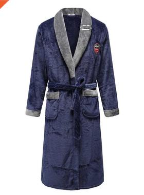 utumn Winter Nightdress Blue Men Csul Corl Fleece Sleepw