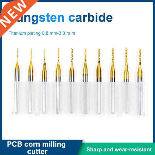 10 Pieces Milling Tools 0.8-3.175mm Handle Corn End DIY