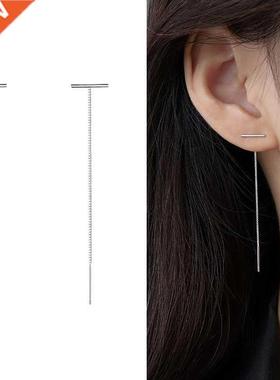 Minimalist Long Tassel Threader Drop Earrings For Women Gold