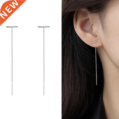 Minimalist Long Tassel Threader Drop Earrings For Women Gold