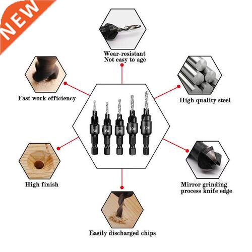 5pcs Countersink Drill Bit Carpentry Drill Set Drilling Pilo