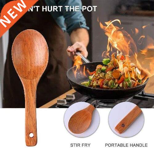 4pcs Kitchen Utensils Home Wooden Spoon Non Stick Rice