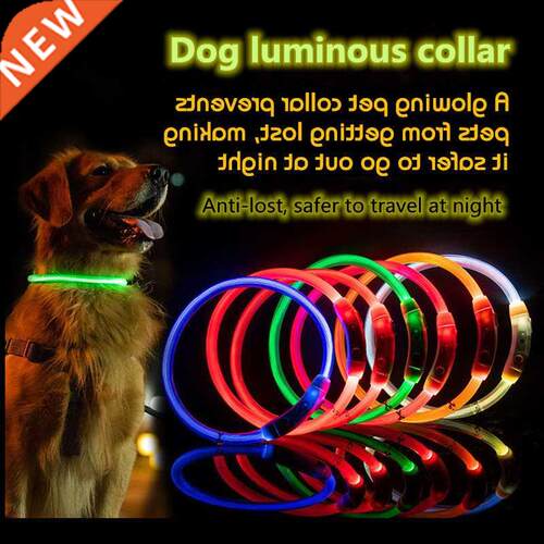 Pet Supplies Dog Collar Led Light Collar Dog Collar USB Rech