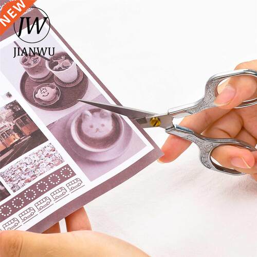 4 Colors Vintage Carved Stationery Scissors Handmade Needle