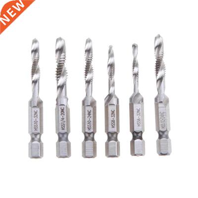 6Pcs 1/4'' Hex Shank Combination Drill HSS Screw Spiral Poin