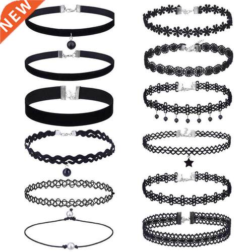 12 Pieces Choker Necklace Set Stch Velvet Classic Gothic Tat