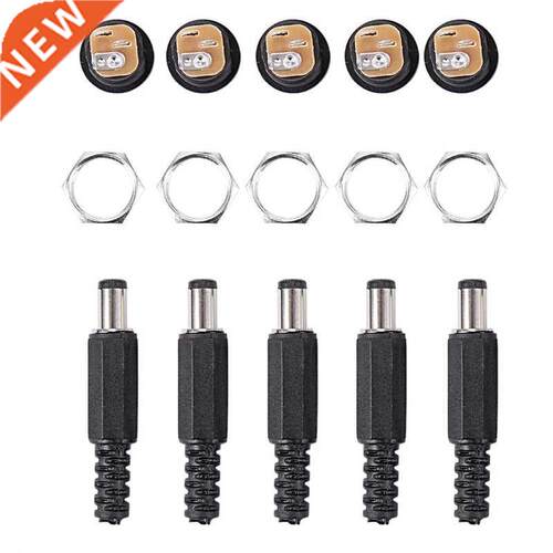 5.5X2.1mm 5pcs DC Female Jack + 5pcs Socket Connector Black