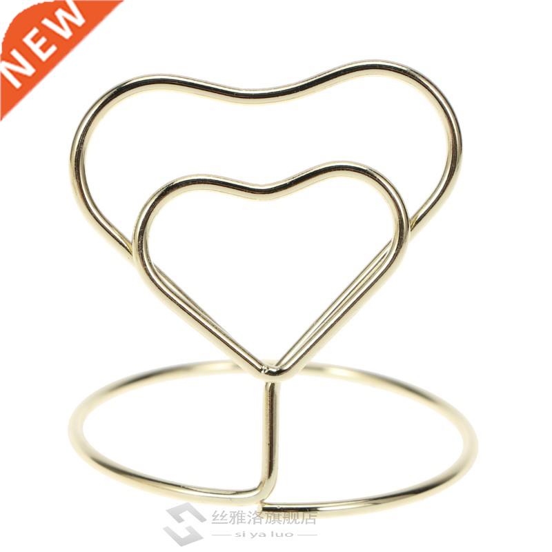 10pcs Heart Shape Place Memo Card Holder Wire Table Number H