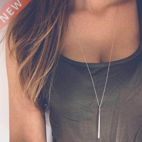 Simple Classic Fashion Stick Pendant Necklace Hollow Girl Lo