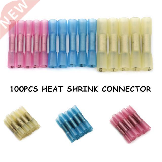 YT 100PCS/Set Mixed 3 Sizes Heat Shrink Butt Connector Hot M
