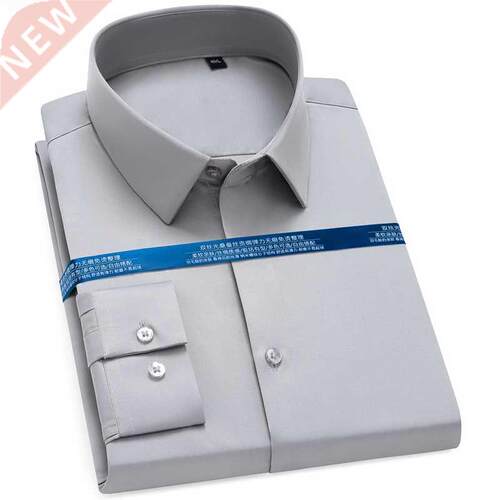 Men's Classic Sretchy Silky Non-iron Dress Shirt Pocketless
