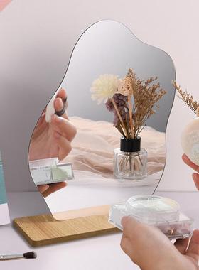 1 Set Makeup Mirror Irregular Acrylic Decorative Mirror Wood