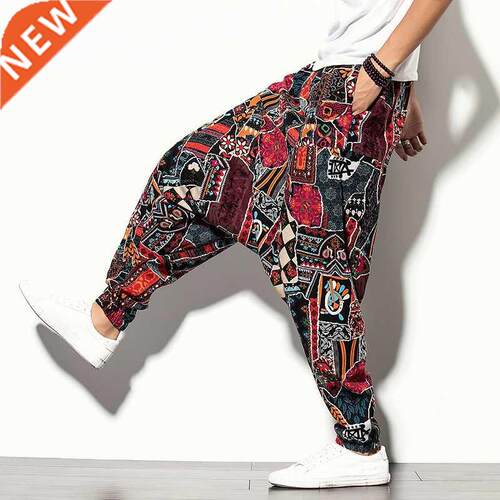 Vintage Boho 2021 Autumn Winter Men Wide Leg Casual Trousers