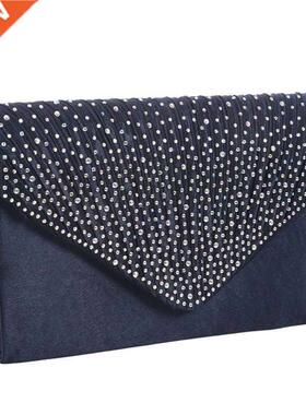 Womens Silk face Diamond Clutches Shoulder Bag Evening Brida