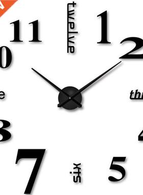 3D Mrror Number Wall Clock Stckers 40cm Modern Desgn